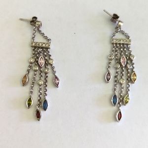 Sterling Silver Earrings with different color semi precious stones